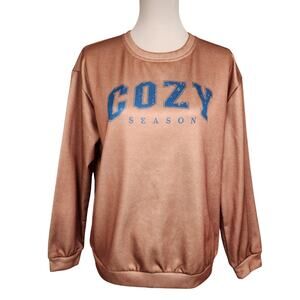 Cozy Season Large Brown Long Sleeve Sweater